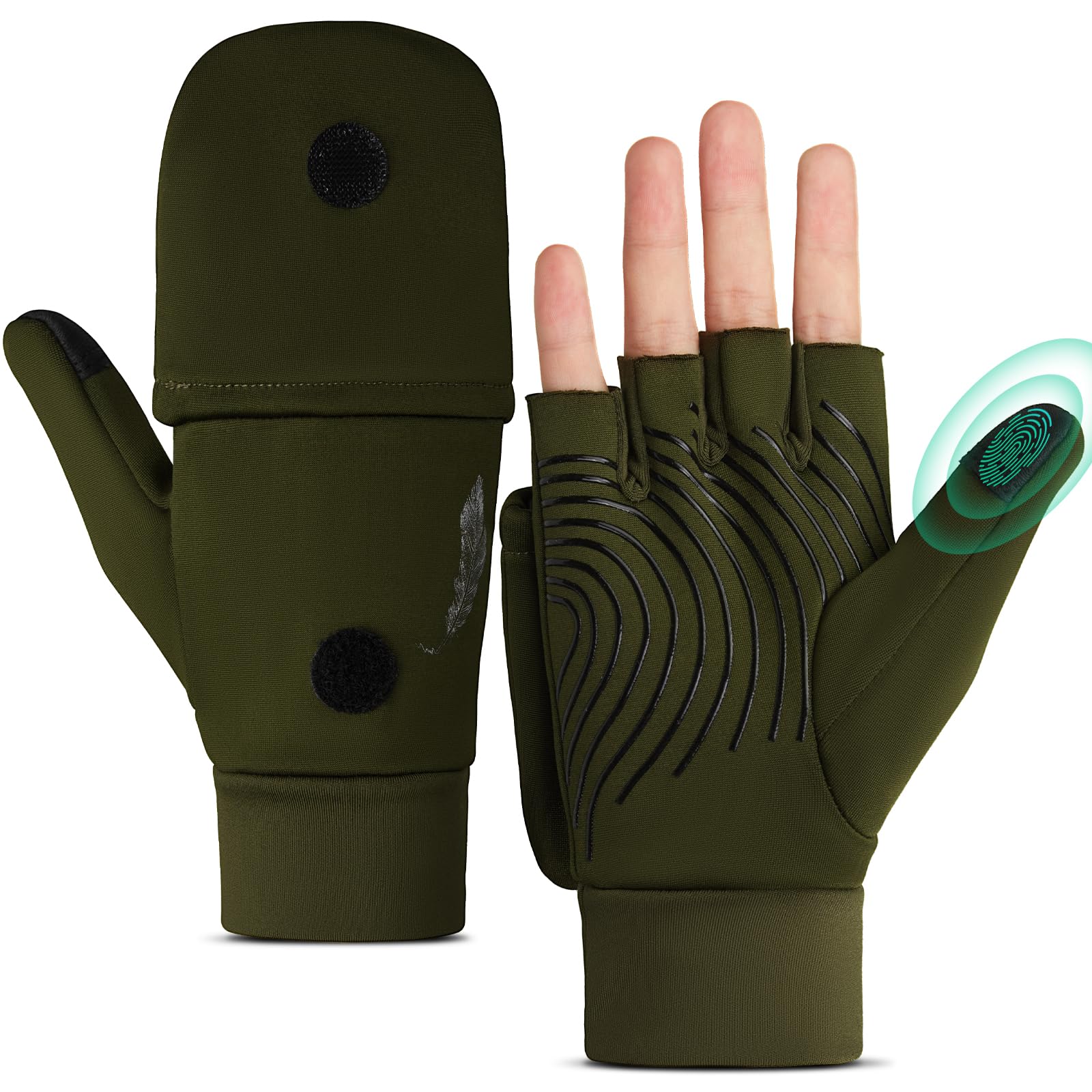 EEFOW Guantes Térmicos Sin Dedos Impermeables Pantalla Táctil para Hombre y Mujer Negro