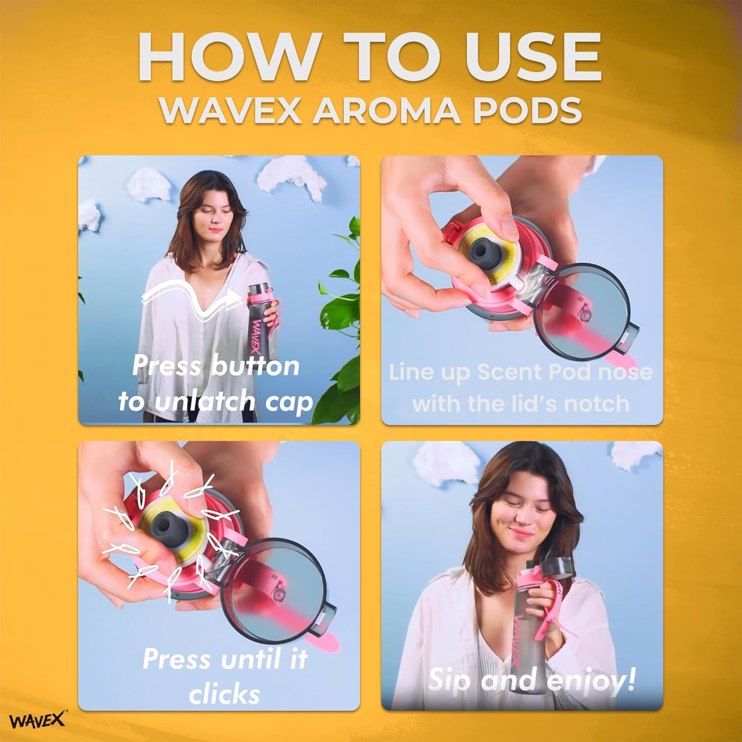 WAVEX 3-Pack Orange Aroma Scent Pods, Only Scent-Powered Water Bottles – Zero Sugar and Additives, Calorie-Free Hydration – Each Pod Lasts Up to 7L– Refill Scent Rings (Not a Food or Drink) - Image 4