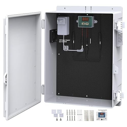 Caja eléctrica para exteriores, caja de conexiones con ventilador, placa de montaje, pantalla antipolvo, soportes de montaje y tapa con bisagras