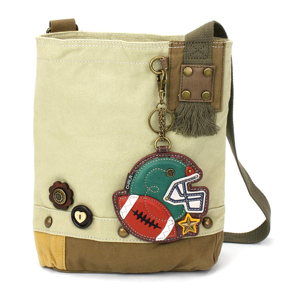 CHALA Patch Cross-Body Women Handbag, Canvas Messenger Bag Olive, Metal Charming Cross - Oliv, Medium — view 81