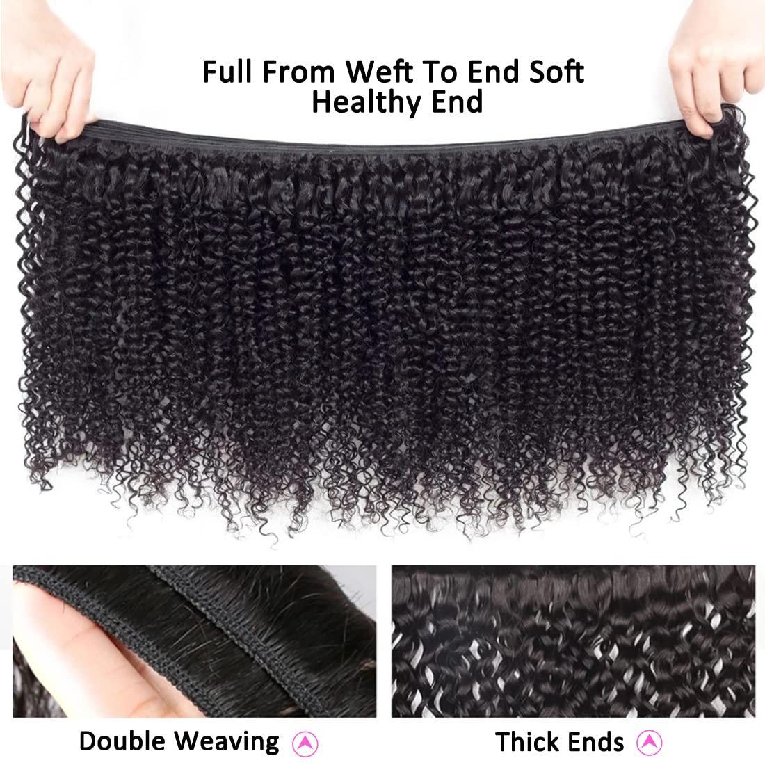 Kinky Curly Human Hair Bundle 22 24 26 Brazilian Kinky Curly Weave Human Hair 3 Bundles Unprocessed Virgin Human Hair 100g/Bundle Natural Color