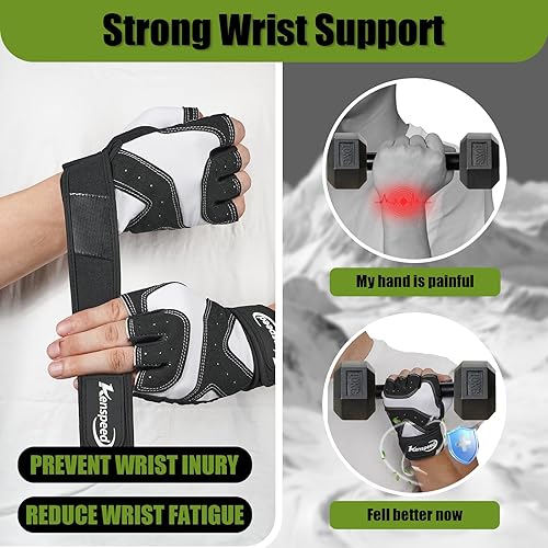 Miniatura 7 de Guantes de entrenamiento para hombres y mujeres, guantes de levantamiento de pesas con soporte para la muñeca, protección completa de la palma de la