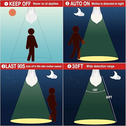 Miniatura 2 de Sengled Bombilla con sensor de movimiento A19 para exterioresinteriores de 11 W (equivalente a 75 vatios), bombilla blanca suave con sensor de