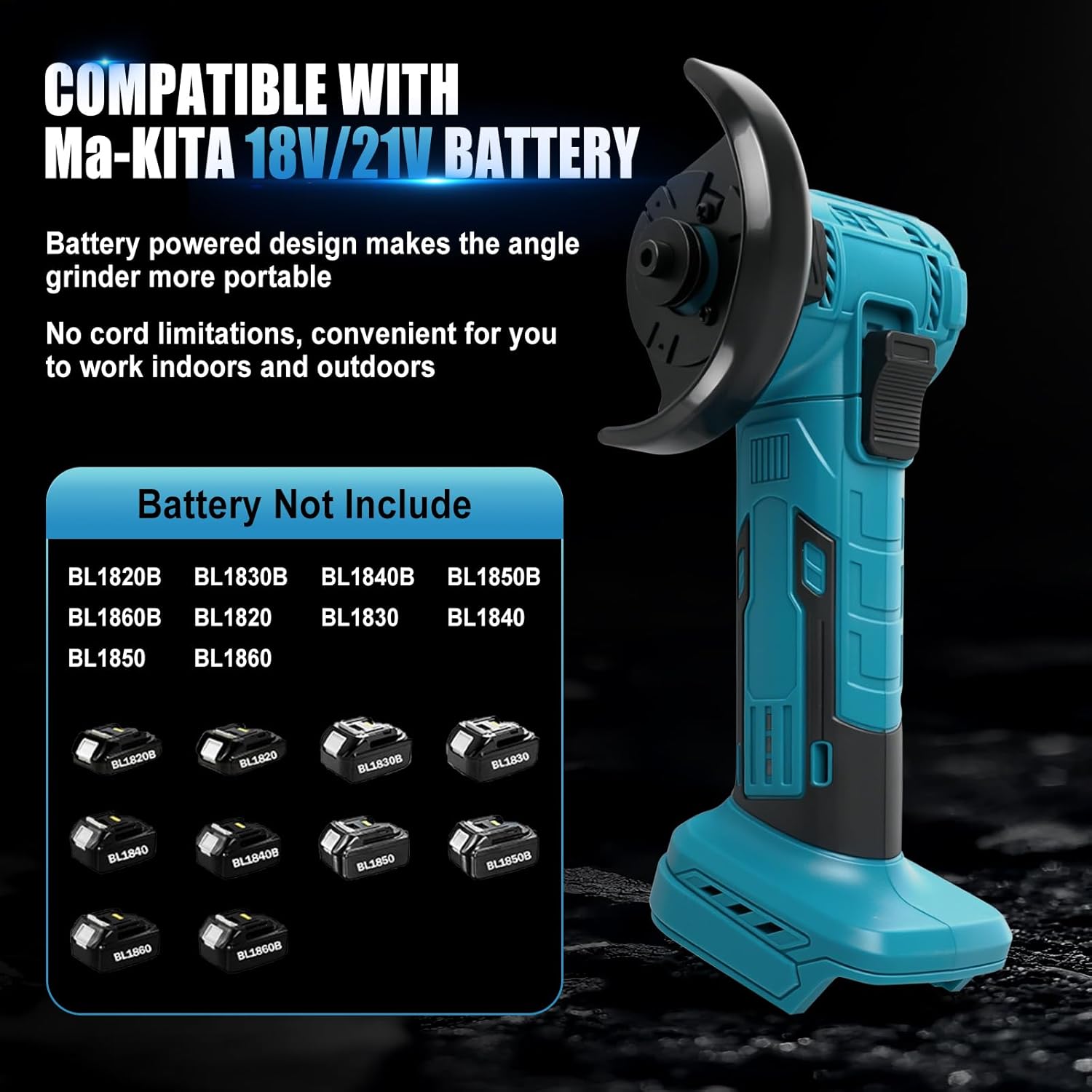 Compact Brushless Mini Angle Grinder for Makita 18V/21V Battery (Tool Only), 19000RPM Cordless Grinding Tool with 2x 3" Discs Ideal for Metal Cutting & Grinding