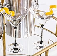 Vista 5 de Vetrina Stem Martini Glass - Cristalería sofisticada, base facetada, para mesa de comedor, eventos, bodas, cócteles de bar en casa, oro rosa, juego