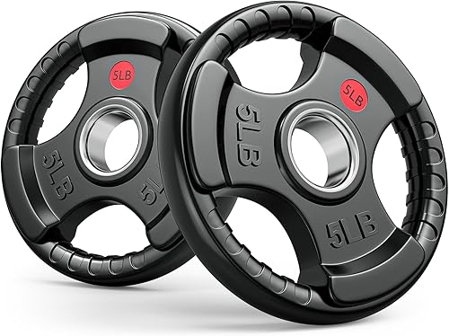 GIKPAL Discos de peso de goma de agarre olímpico de 2 pulgadas para entrenamiento de fuerza, levantamiento de pesas en el hogar y el gimnasio, juego