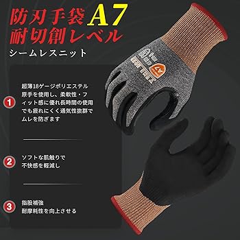 Amazon.co.jp: [夢の物] 軍手 耐切創 レベル7 耐切創 手袋 作業