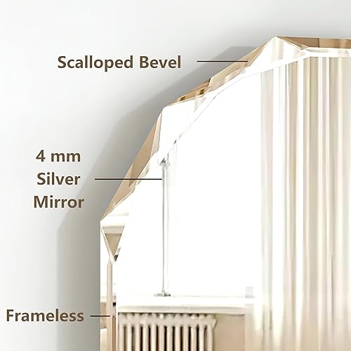 Miniatura 44 de Espejos de baño para sobre el fregadero, espejos redondos sin marco para pared, espejo de baño biselado de 20 x 20 pulgadas, espejo circular