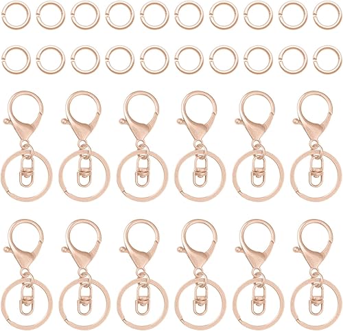30 llaveros con cierre de langosta para la fabricación de joyas, broches giratorios de gatillo con cierres giratorios, clips de gancho, anillo de
