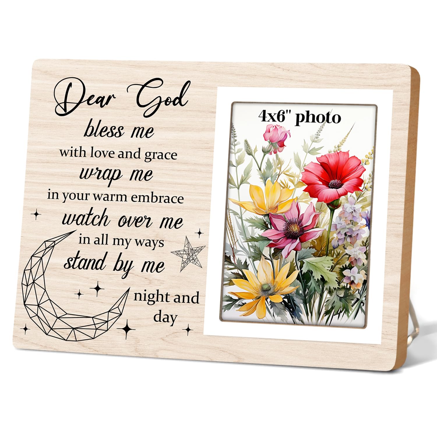 Dear God Bless Me With Love and Grace Wrap Me, Bible Religious Quote Picture Frame, Guiding me on My Spiritual Journey Picture Frame, Photo 4x6Inch12P143
