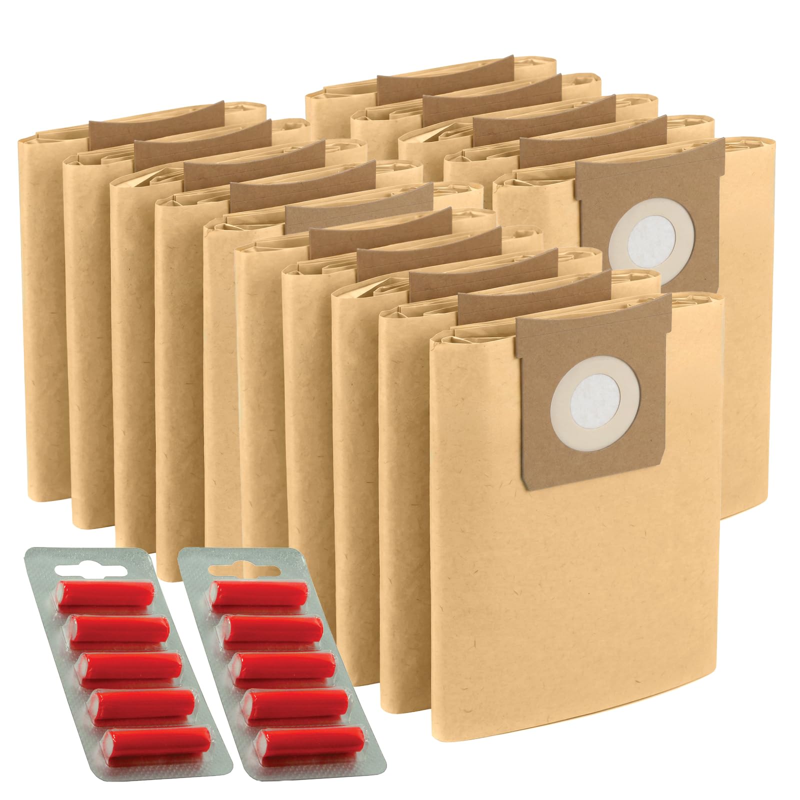 SPARES2GO Strong Dust Bags for Titan 16L 20L 30L 40L Vacuum Cleaners (Pack of 15 + 15 Fresheners) — image 1