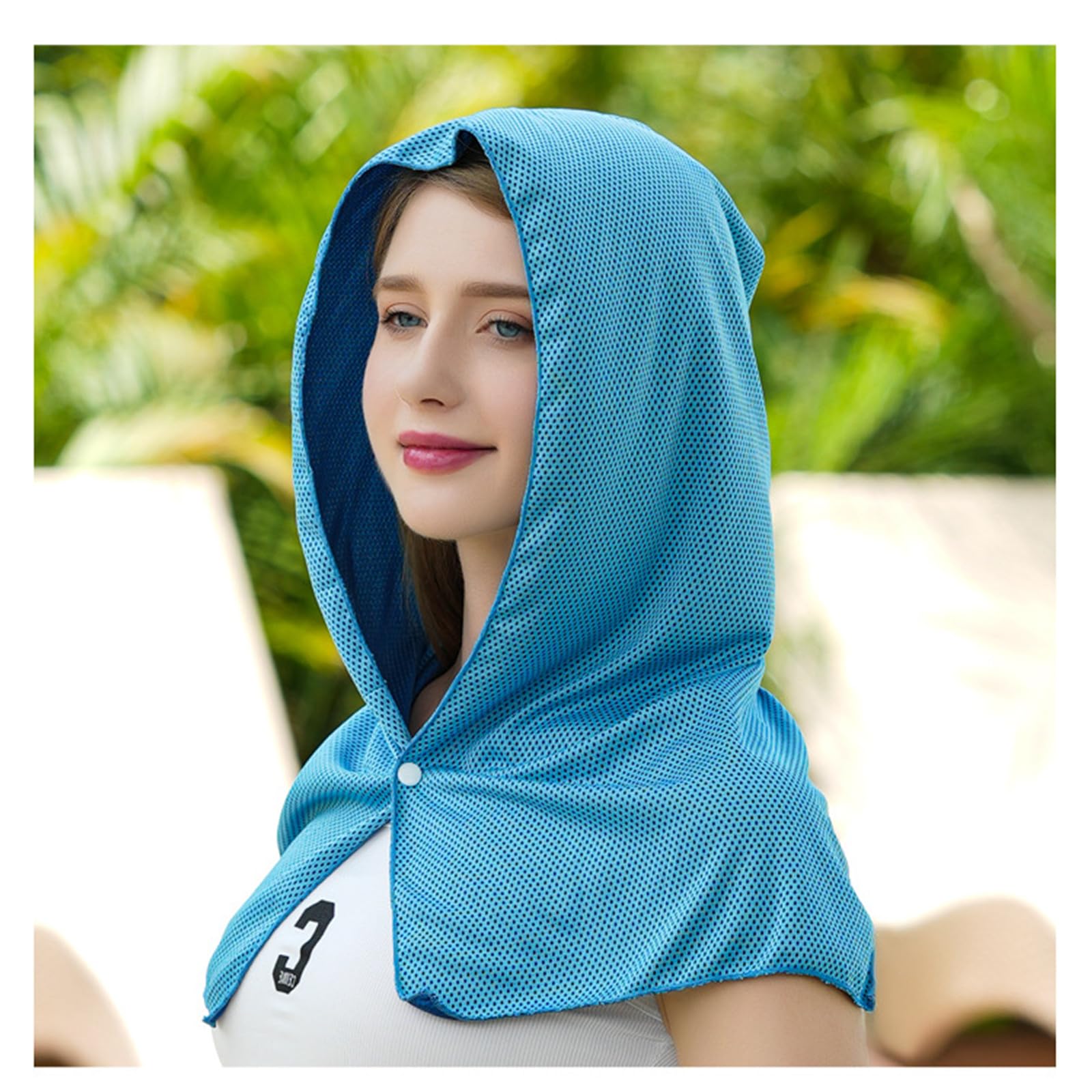RUIENGCOMM Cooling Hoodie Towels Sun Protection Hoodie Sweat Towels Microfiber Towel Wrap Neck Towel Neck and Face Quick Drying Absorbent Cooling Towel for Beach Travel Gym Yoga - Image 4