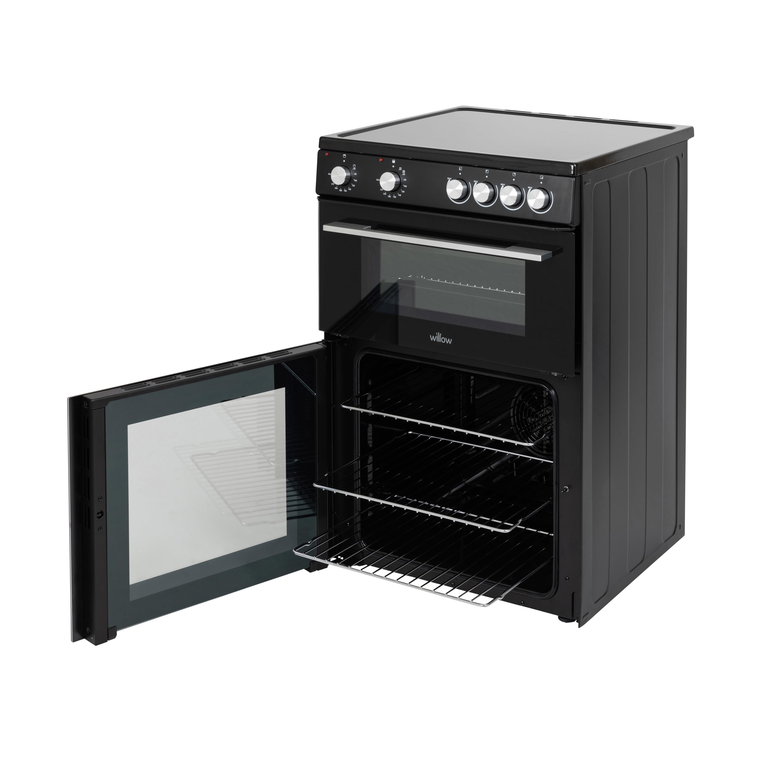Willow WT60CCB 68L Freestanding Electric Cooker, Twin Cavity Cooker with Ceramic Hob and 31l Grill Cavity, 2 Years Warranty - Black — view 6