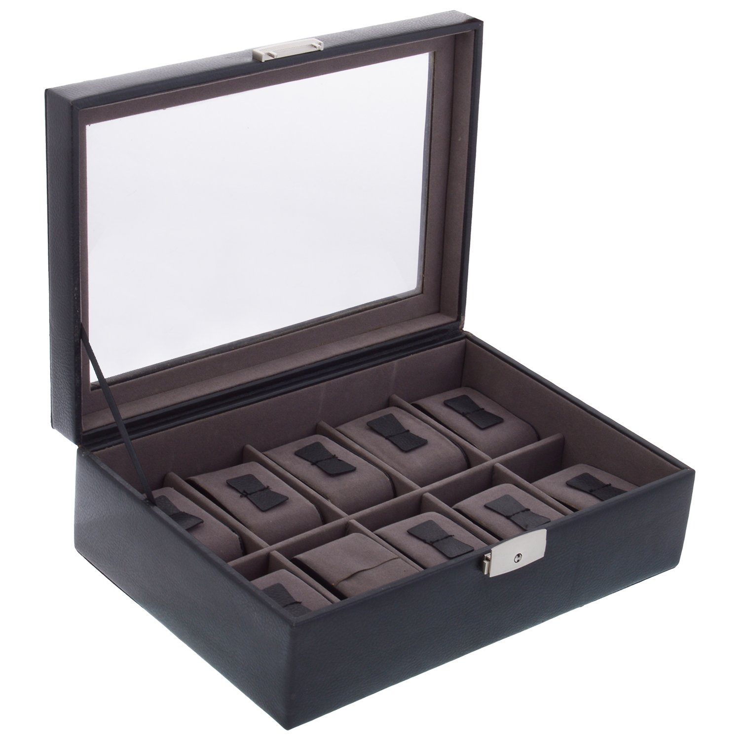 Leatherman Genuine Leather Black Color top view watch box/ 10 slot of watch case (B00QNCNF6K) Amazon Price History, Amazon Price Tracker