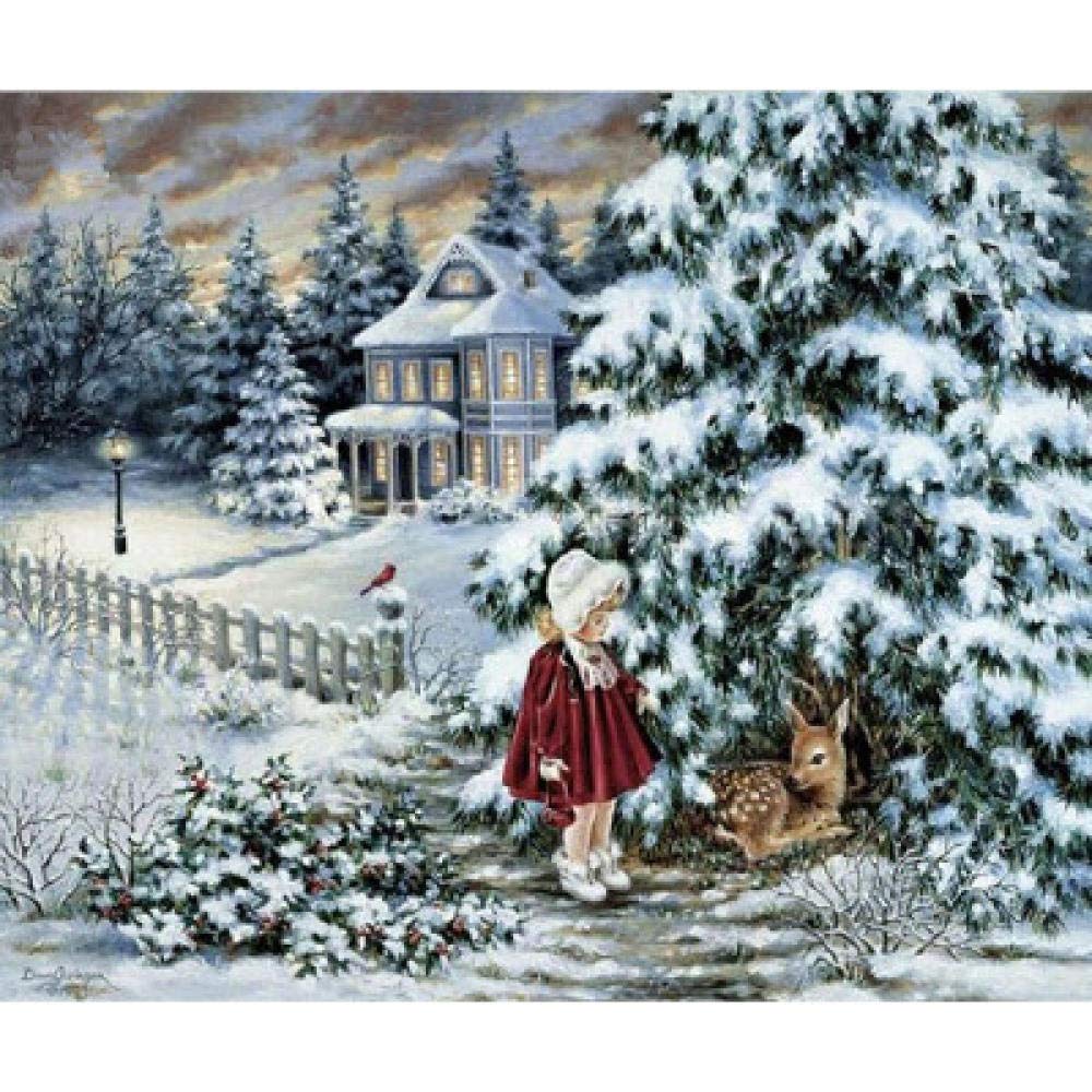 Broderie diamant 5D paysage de neige pour décorer votre salon cet hiver