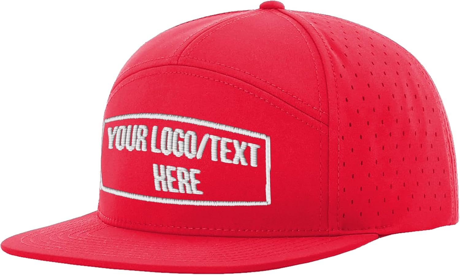 Custom Baseball Cap, Embroidered 7 Panel Flat Bill Hat, Add Your Logo or Text, Adjustable Snapback Water-Resistant