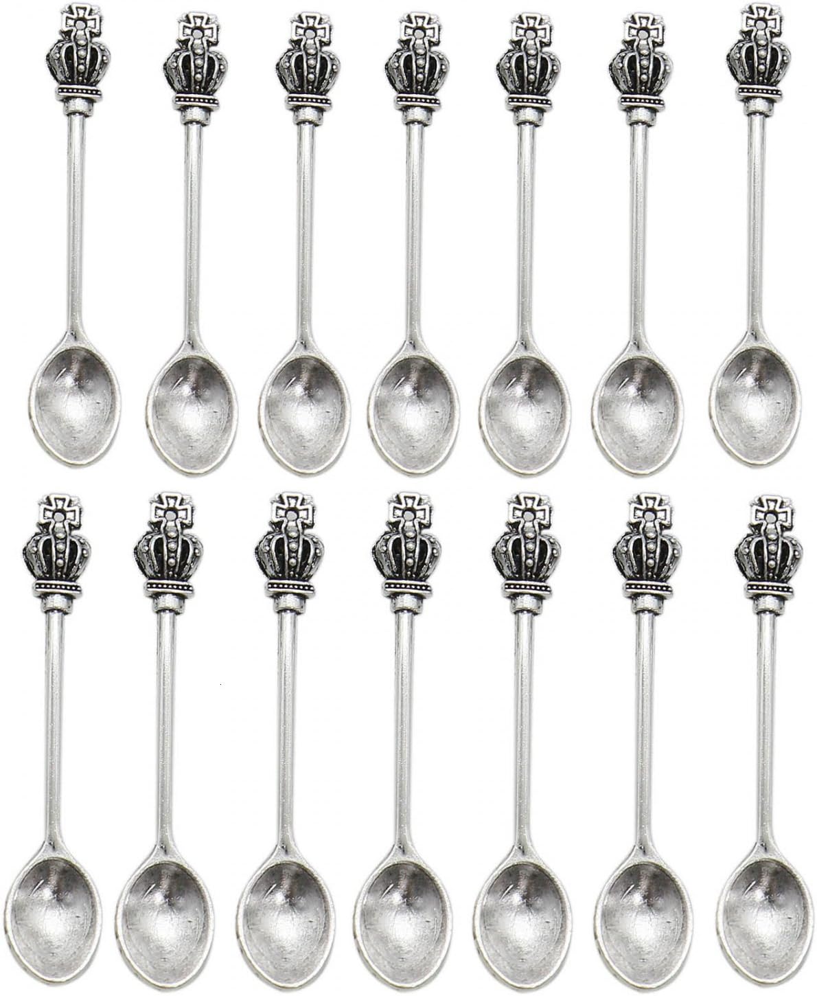 Pomeat 30pcs Silver Tone Crown Spoon Tableware Charm Pendants-2.4X0.4 inch