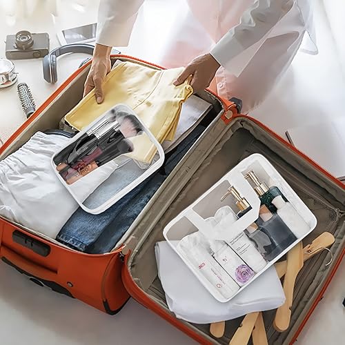 Miniatura 5 de Kit de 3 piezas de artículos de aseo de viaje de PVC transparente para mujeres y hombres, organizador de embalaje de vinilo impermeable, bolsas de