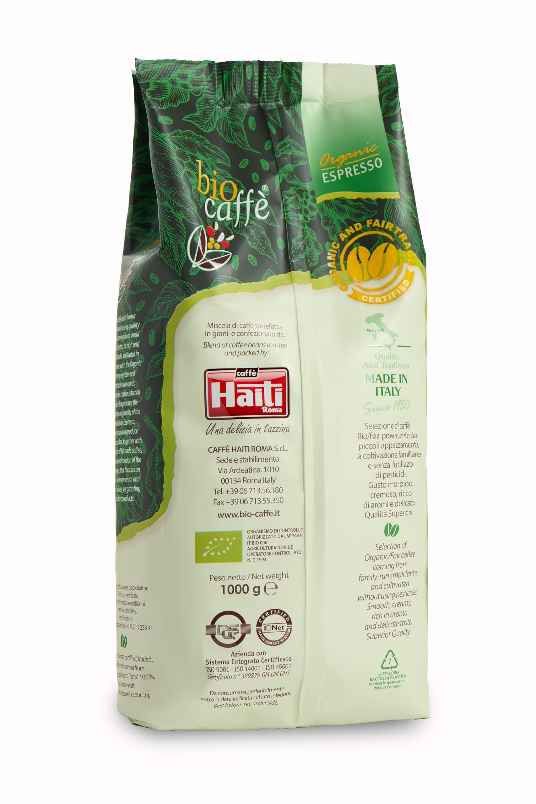 Caffè Haiti Roma kawa Biocaffè Gran Miscela w ziarnach 100% Ekologiczna 100% Fairtrade 1 kg