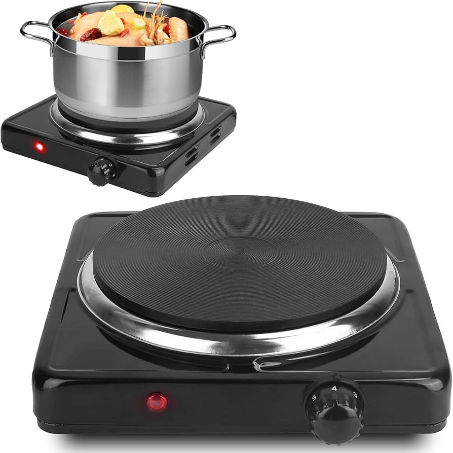 Amazon.com: TeqHome Hot Plate, 1500W Portable Electric Stove for Cooking with 5 Levels Adjustable Temperature & Knob Control,Countertop Single Coil Burner Cast Iron Cooktop for All Cookwares Home Camp RV (Black): Home & Kitchen