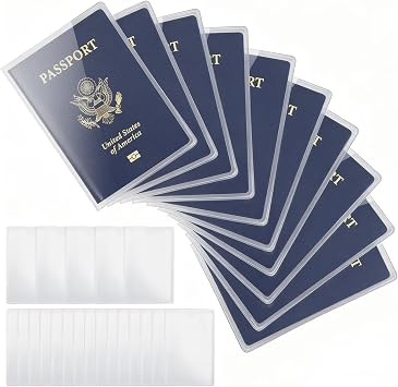 10pcs Frosted Plastic Passport Cover Passport Protector+20pcs Clear Plastic ID Credit Card Holder