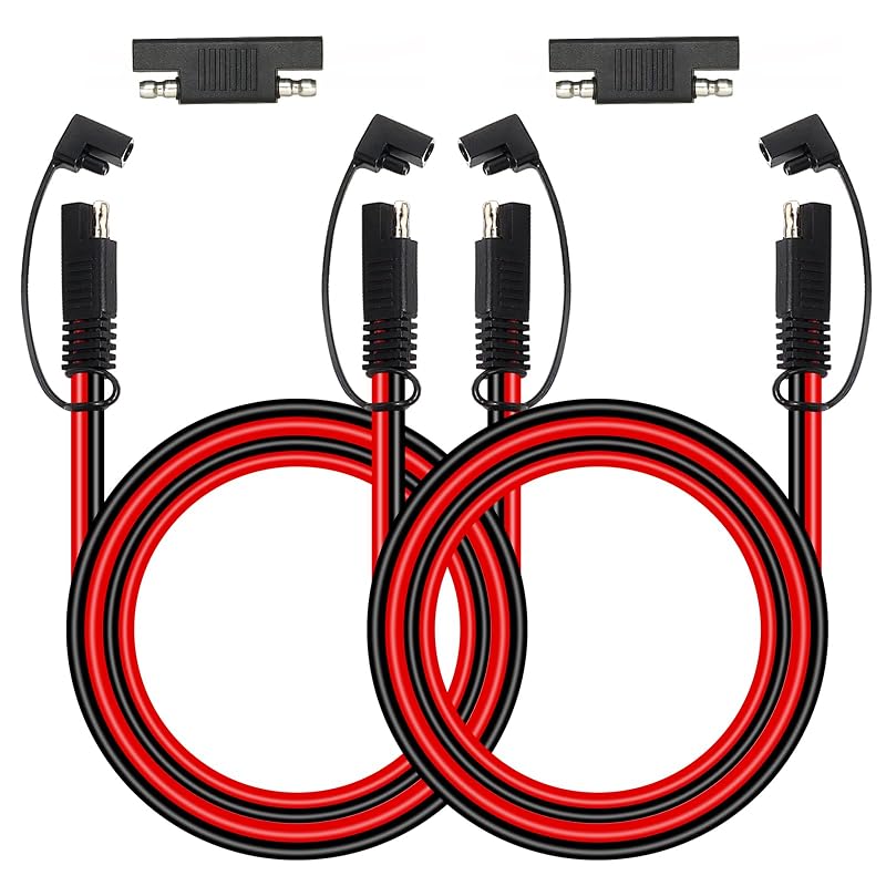 Cabo de extensão SAE MOOKEERF 10 AWG com conectores de desconexão rápida, 91,4 cm, adaptadores de inversão de polaridade, 2 unidades