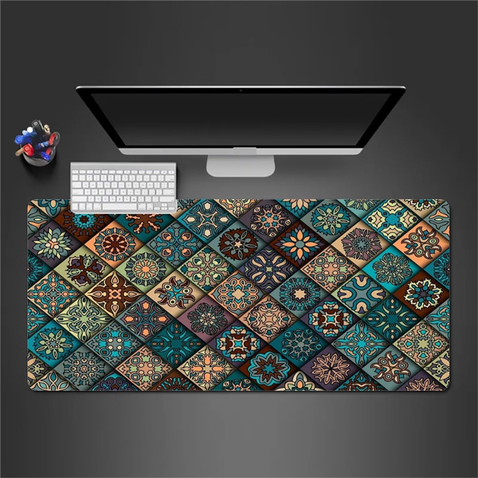 Tappetino Mouse Gaming Mandala Astratto Grande Mouse Pad XXL 1000x500x2mm Confortevole Lavabile Antiscivolo Tappetino Scrivania Tappetino per Mouse da Gioco per Casa Ufficio Sala Giochi