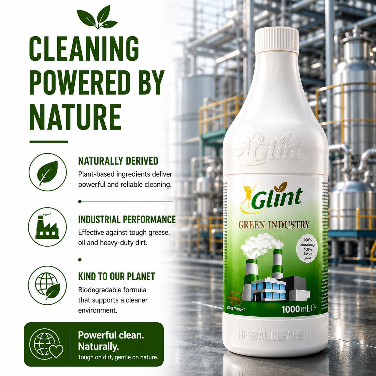Glint Green Industry 1 Litre%100 Bitkisel Banyo Tuvalet Temizleyici Kireç Çözücü Şömine Temizleyici Sprey