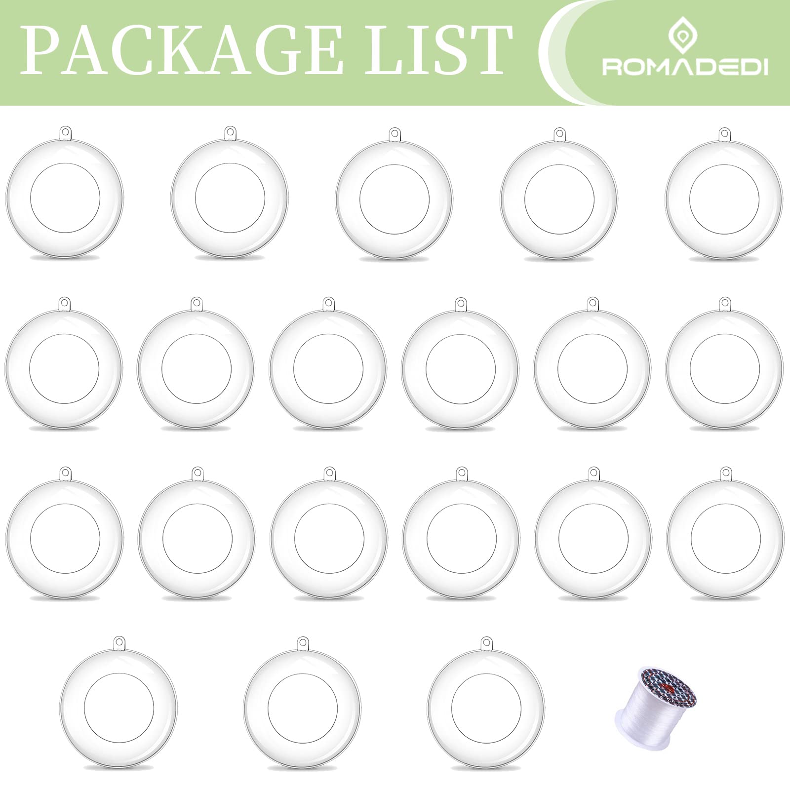 Lot de 20 photophores à suspendre en forme de boule en acrylique à Romadedi - 8,9 cm - Décorations à remplir pour fête, mariage, centre de table, Noël, décoration d'intérieur
