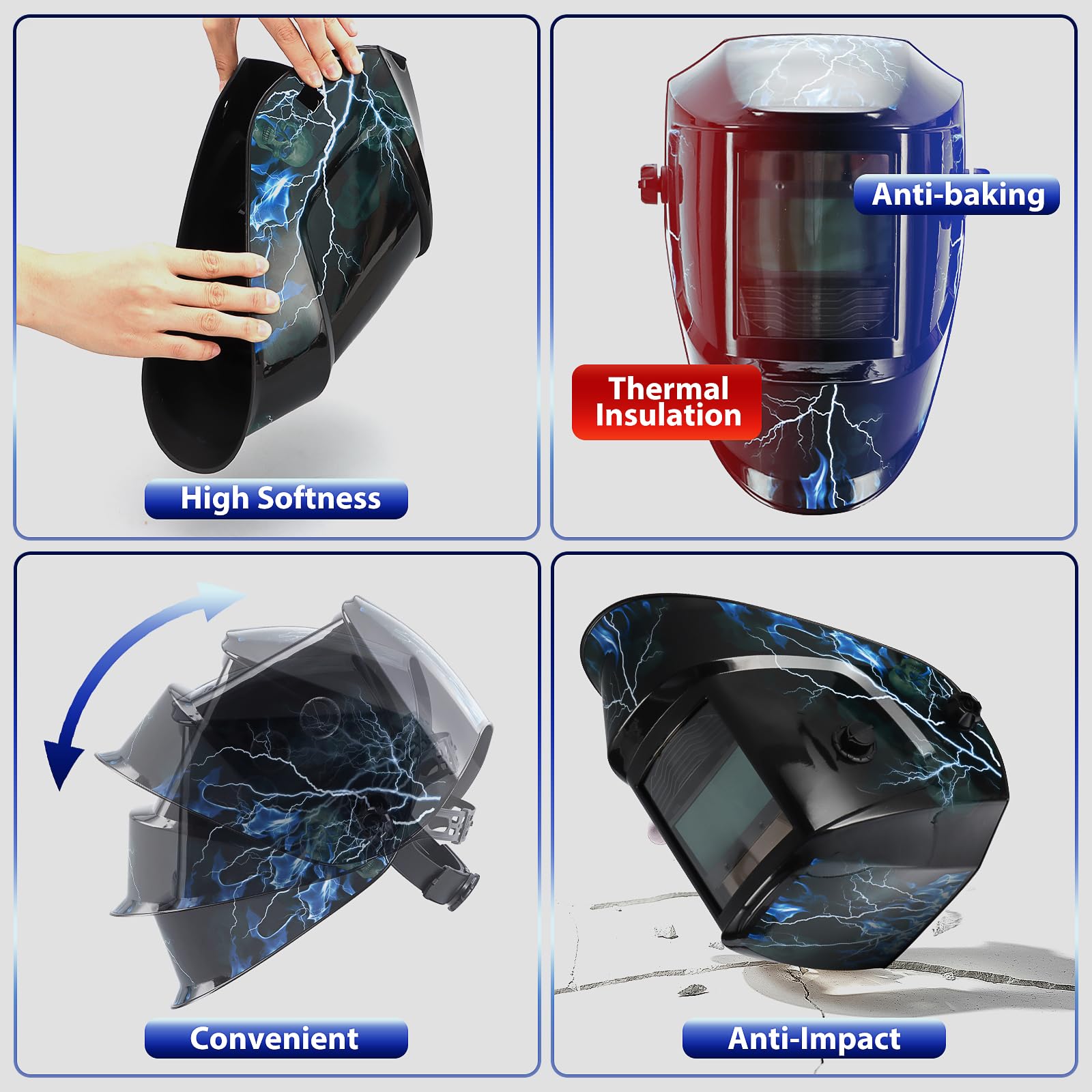 Pantalla amplia de visión grande de 3.94 x 1.93 pulgadas, funciona con pilas solares, 4/9-13 para TIG MIG ARC Cool Welder Mask Hood Helmet