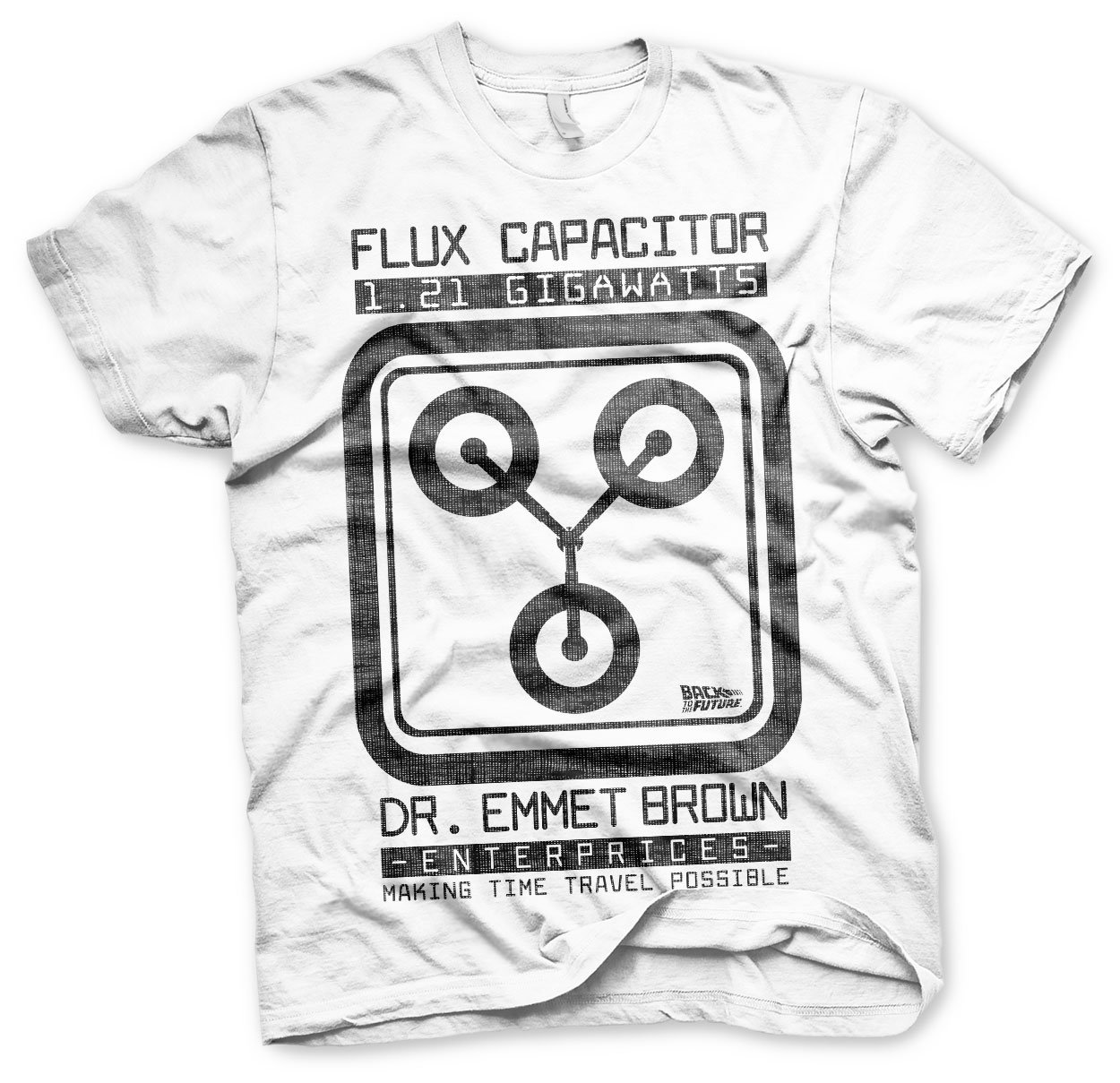 Back To The Future Unisex White Officially Licensed Flux Capacitor Big & Tall Mens T-Shirt (White), 3X-Large