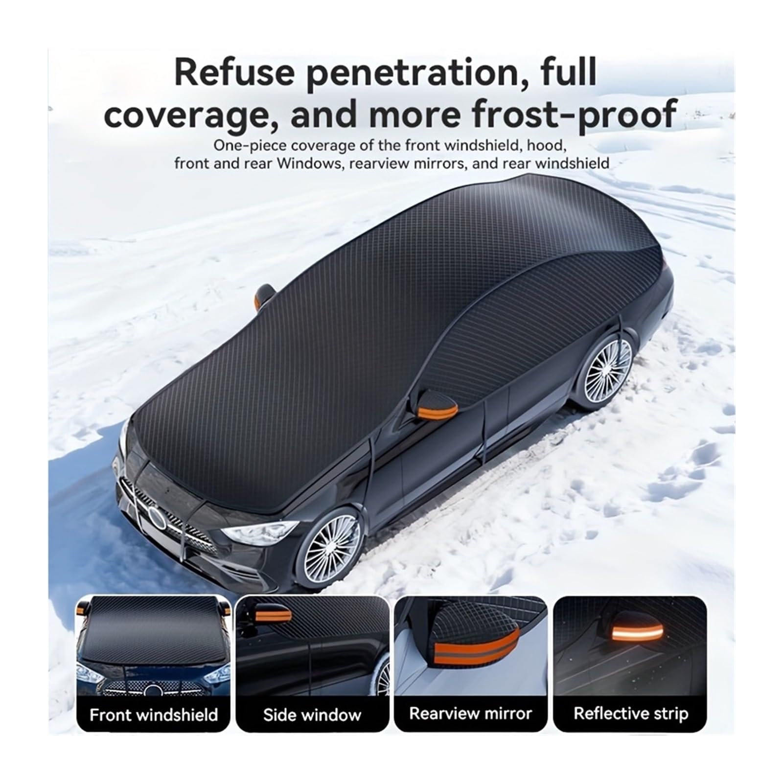Cubierta de Nieve para Parabrisas Coche, protección UV a Prueba, Cubierta capó extendido, a(Approx 520x235cm)