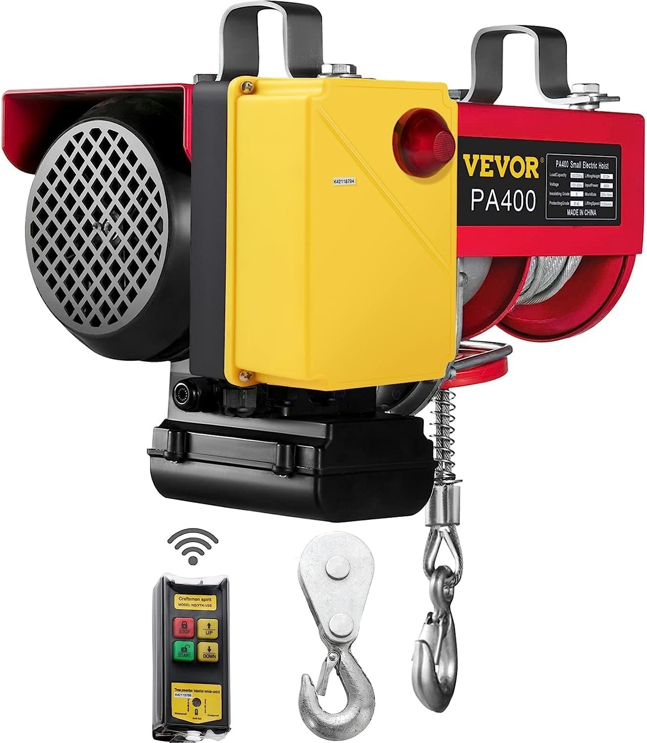 VEVOR Electric Hoist, 880LBS Electric Winch, Steel Electric Lift, 110V