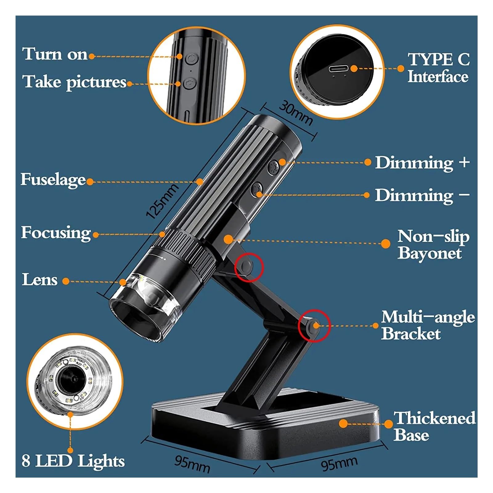 Digital Microscope HD 1080P LED USB WiFi Mobile Phone Camera For Smartphone PCB Inspection Tools(W1-W)