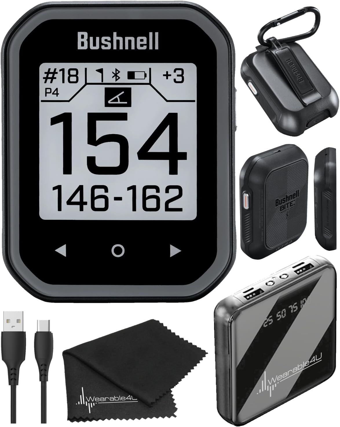 - Bushnell Phantom 3 Slope GPS Golf Black with Slope Technology, Touchscreen, Magnetic Cart Mount with Power Bank and Towel Bundle
