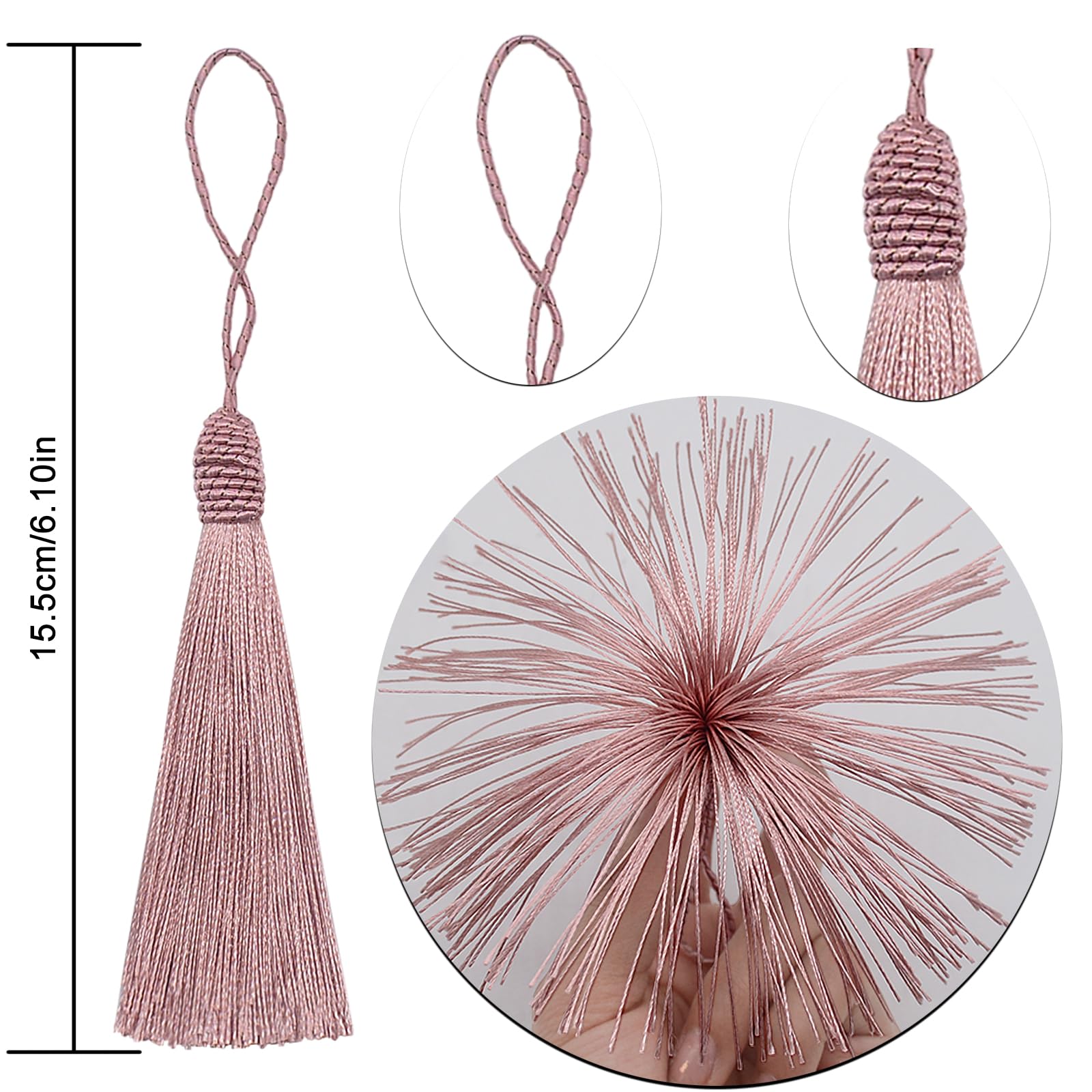 Small Mini Crafts Bookmark Tassels: 30pcs Sewing Silk Fringe with String for Jewelry Making, Earring Keychain Accessory, Book Ribbon Trim, Key Charms, Graduation Cap, Memorial Ornament (Peach Pink)