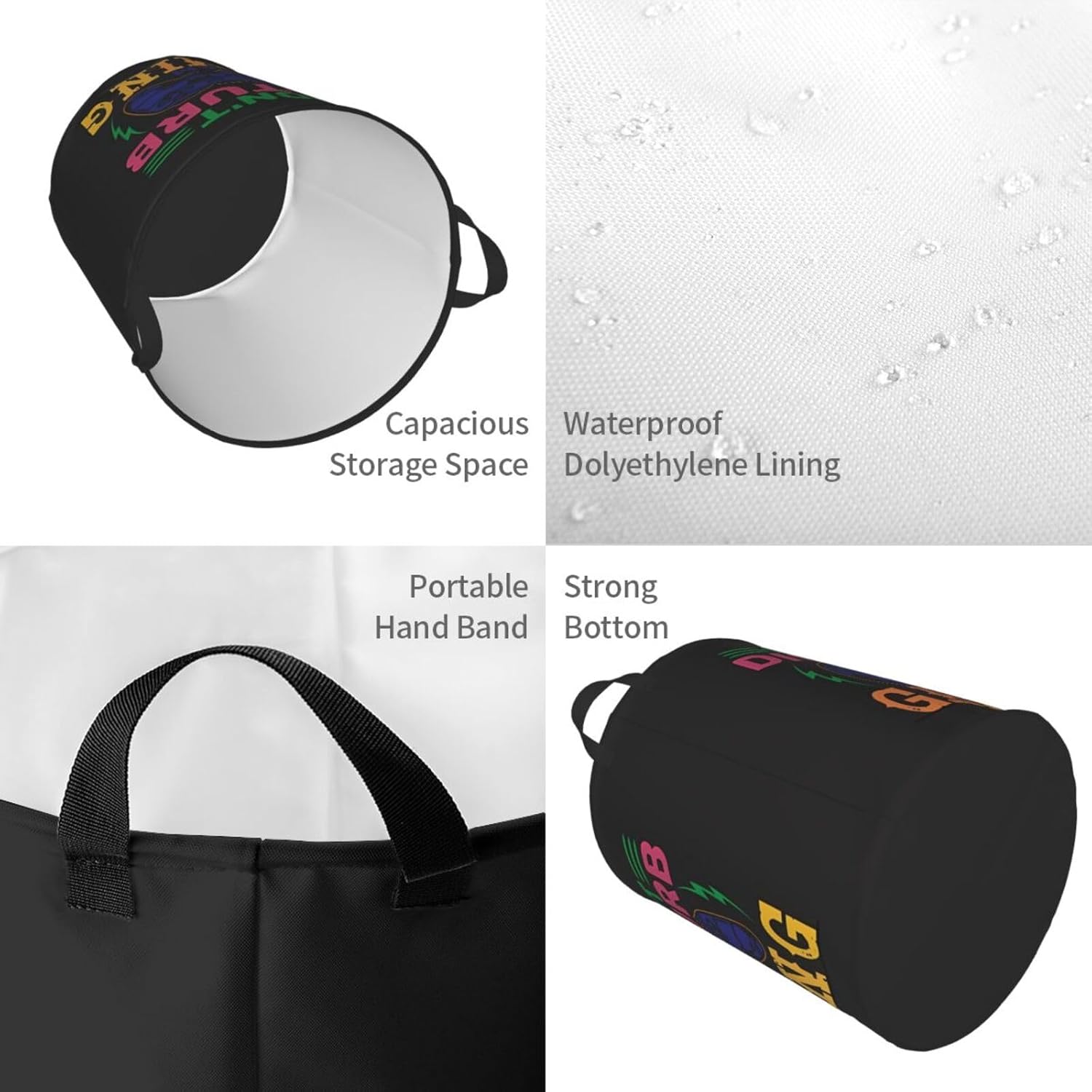 Do Not Disturb I'm Gaming Laundry Hamper with Durable Handle Waterproof Collapsible Laundry Basket Circular Storage Basket Dirty Clothes Bag for Family Bathroom Bedroom Dorm