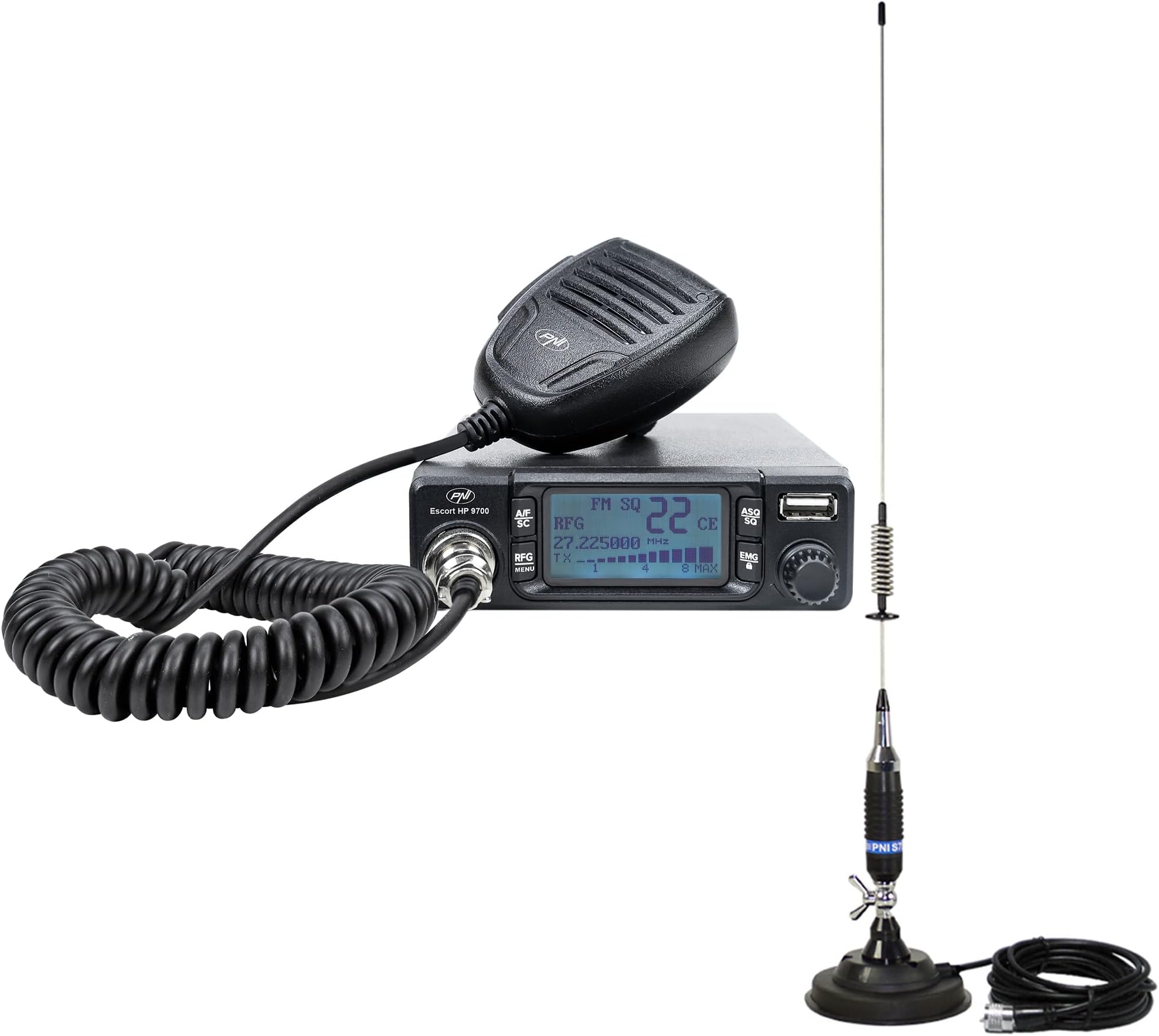 PNI Escort HP 6500 CB-Funkgerät Mit ASQ & S9-Magnetantenne – 4W, AM/FM, 40 Kanäle Für Auto