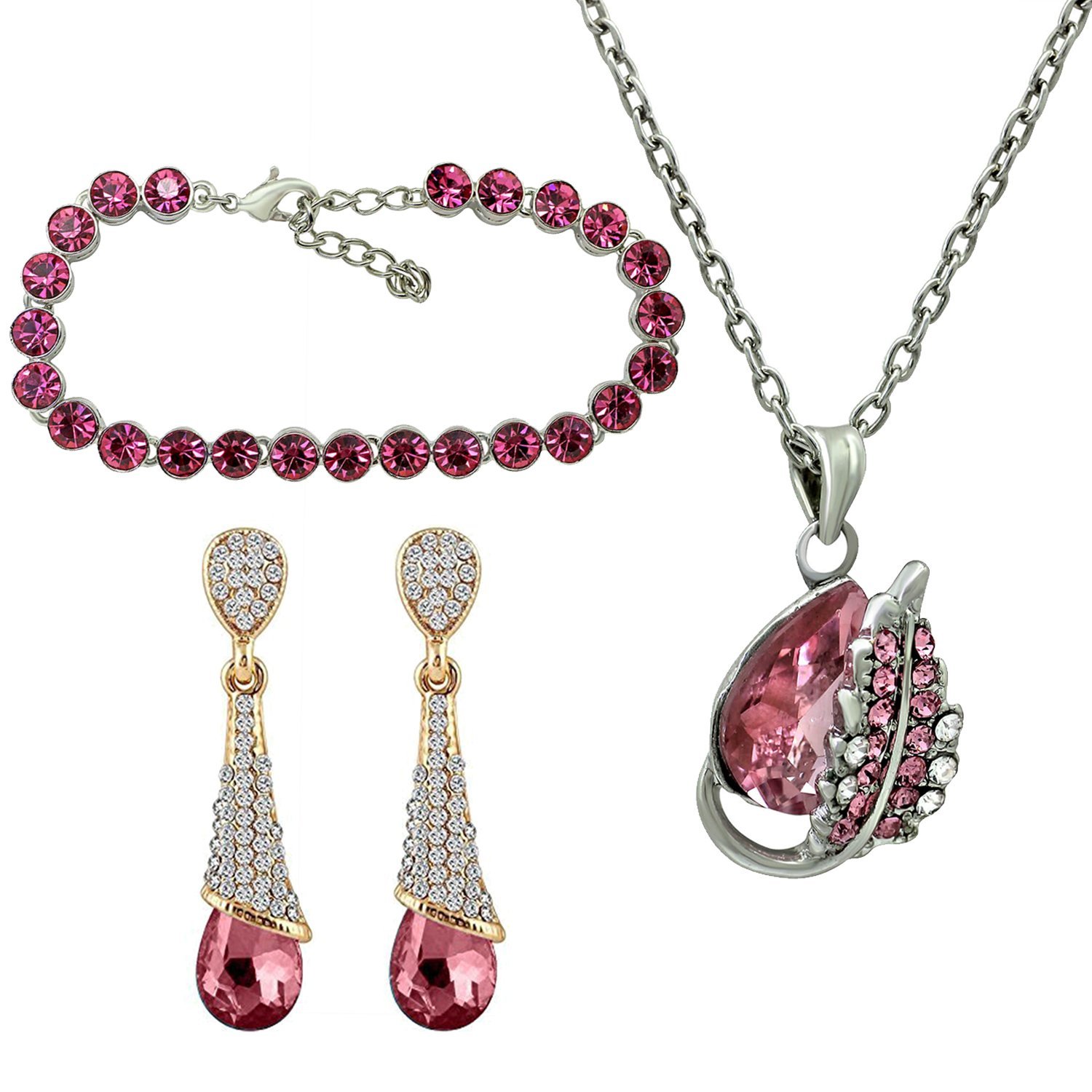 See full amazon price history chart for Mahi Alluring Pink Brass Alloy Pendant Earrings and Bracelet Combo with Crystal Stones for Girls and Women Mahi Alluring Pink Brass Alloy Pendant Earrings and Bracelet Combo with Crystal Stones for Girls and Women (B076BN64XH) Amazon Price History, Amazon Price Tracker