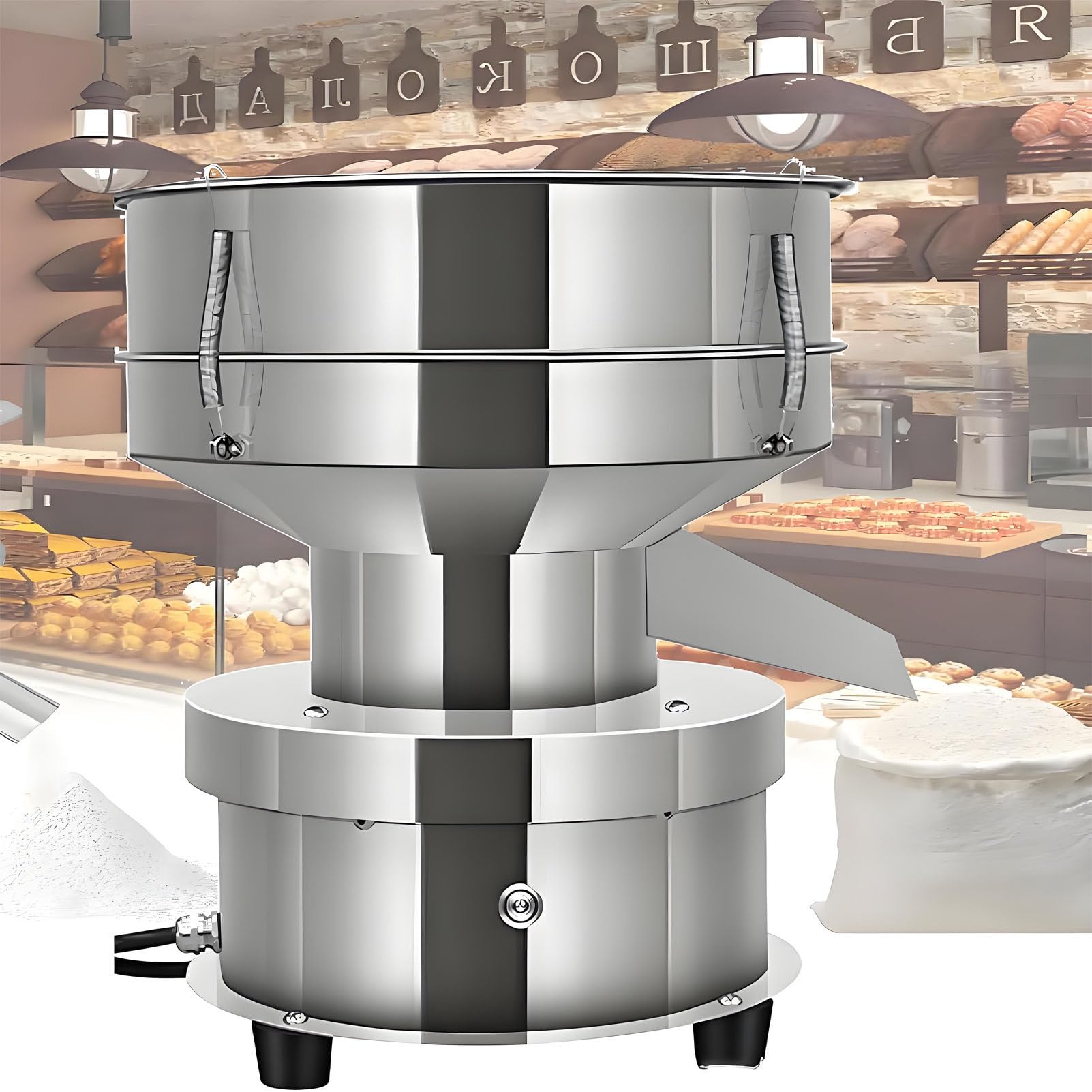 Tamis à Farine électrique Automatique - Tamis Vibrant en Acier Inoxydable 304, 50 W, 1350 TR/Min, pour Le tamisage de poudres, Haricots et céréales. 15CM-1Mesh1Lid