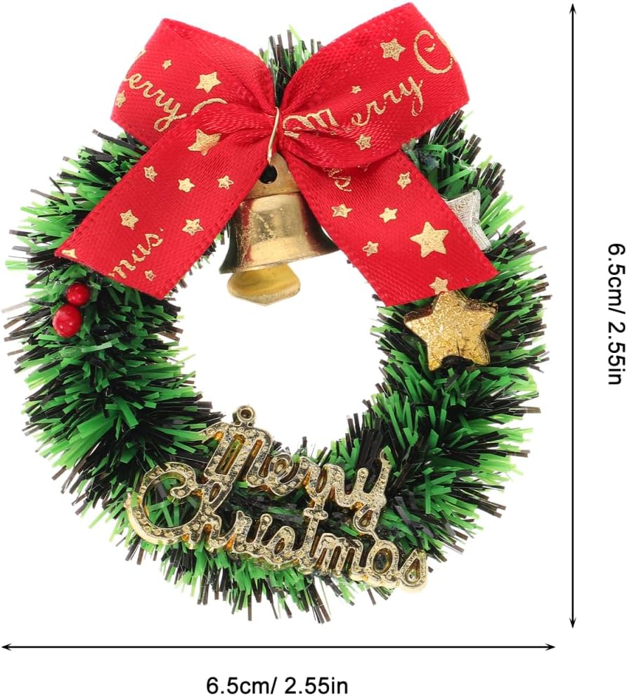 VOSAREA 10pcs Mini Christmas Wreaths Small Wreaths Crafts Christmas Red Bow Cedar Pine Artificial Hanging Garlands for Front Door Window Chair Wall Dollhouse Decor - Image 2