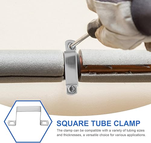 Miniatura 6 de Stainless Steel Square Tube Clamp Heavy Duty Pipe Fixing Bracket for Fence Tools and Water Pipes Corrosion-resistant Fastening Strap for Secure Tube