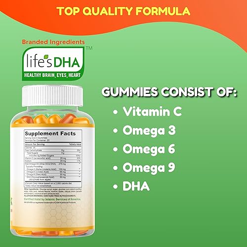 Miniatura 7 de SHIFAA NUTRITION Gomitas veganas Omega 3 para adultos | Sin eructos de aceite de pescado | 60 gomitas | A base de plantas con aceite de chía, algas