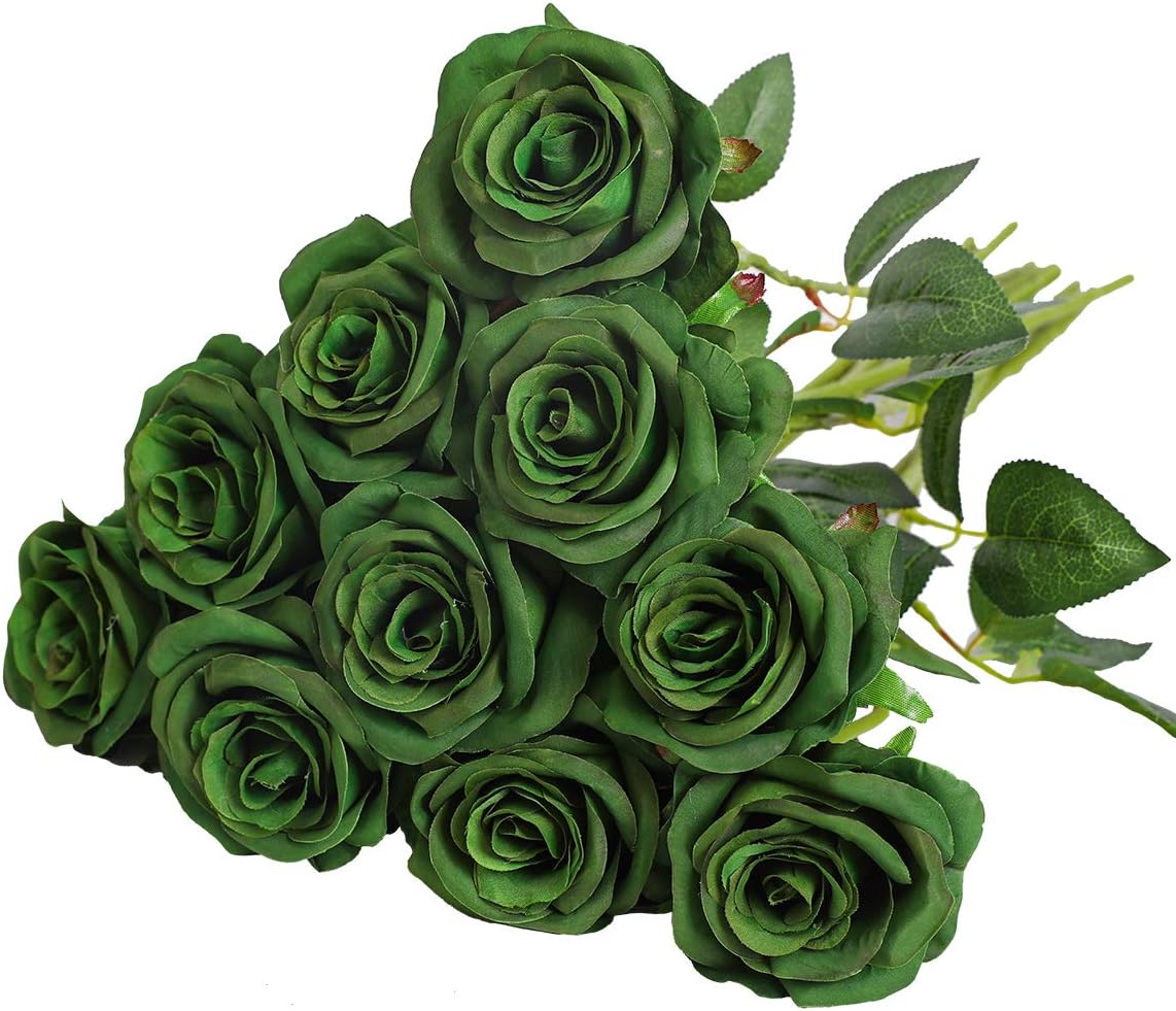 Nubry Artificial Silk Rose Flower Single Stem Lifelike Fake Rose for