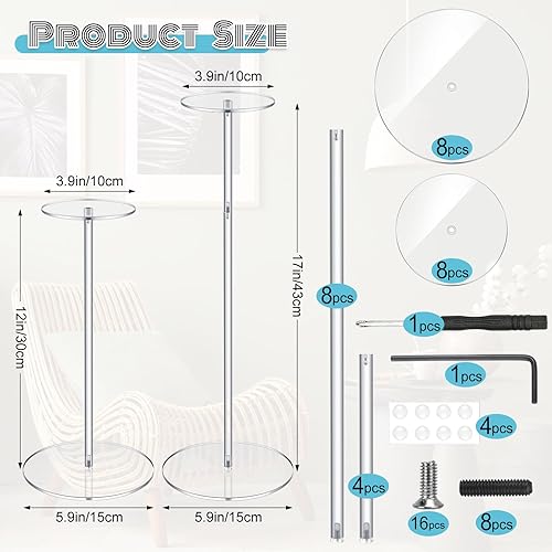 Miniatura 2 de Geetery 8 soportes de acrílico para sombreros de 12 a 17 pulgadas, ajustable, transparente, para sombreros, soporte de mesa, soporte de pedestal,