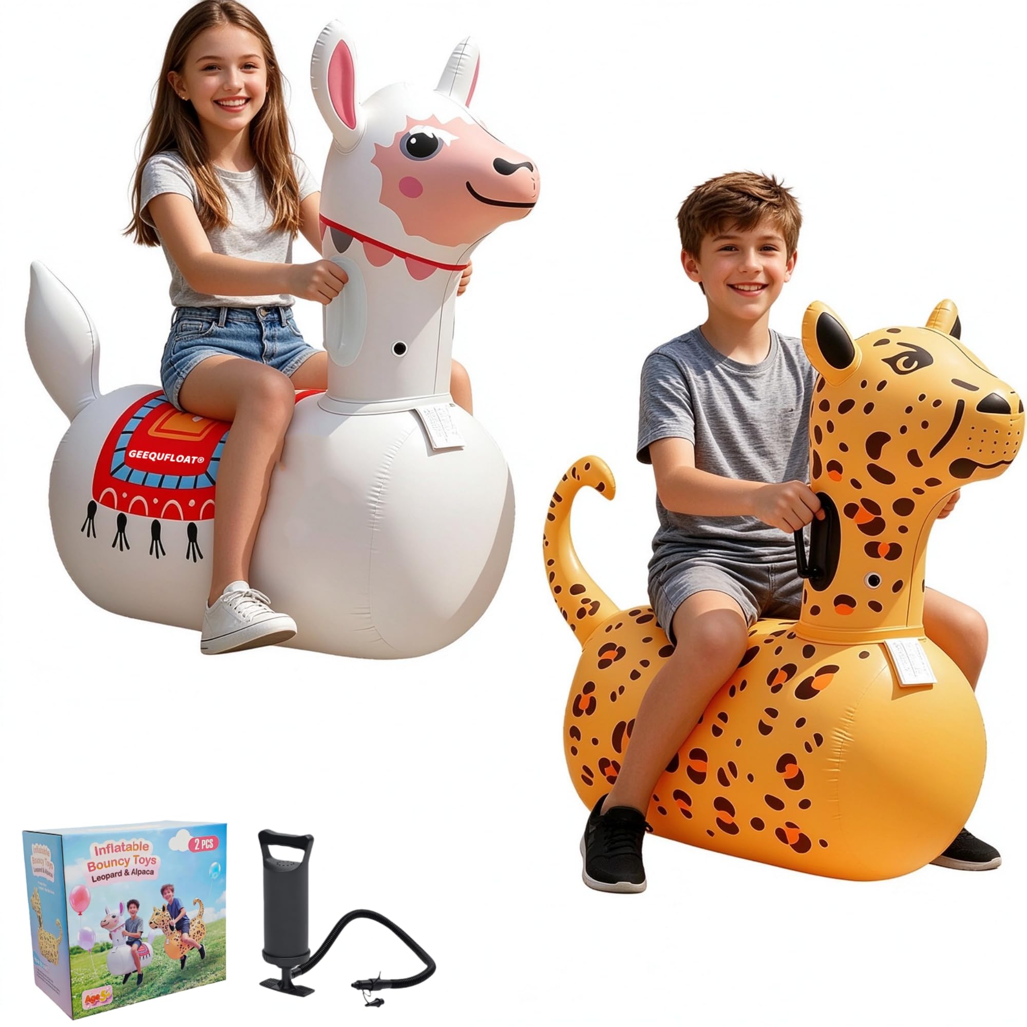 Bouncy Animal Toy , Gifts for Boys Girls Age 5+,Inflatable Ride-On Hopper
