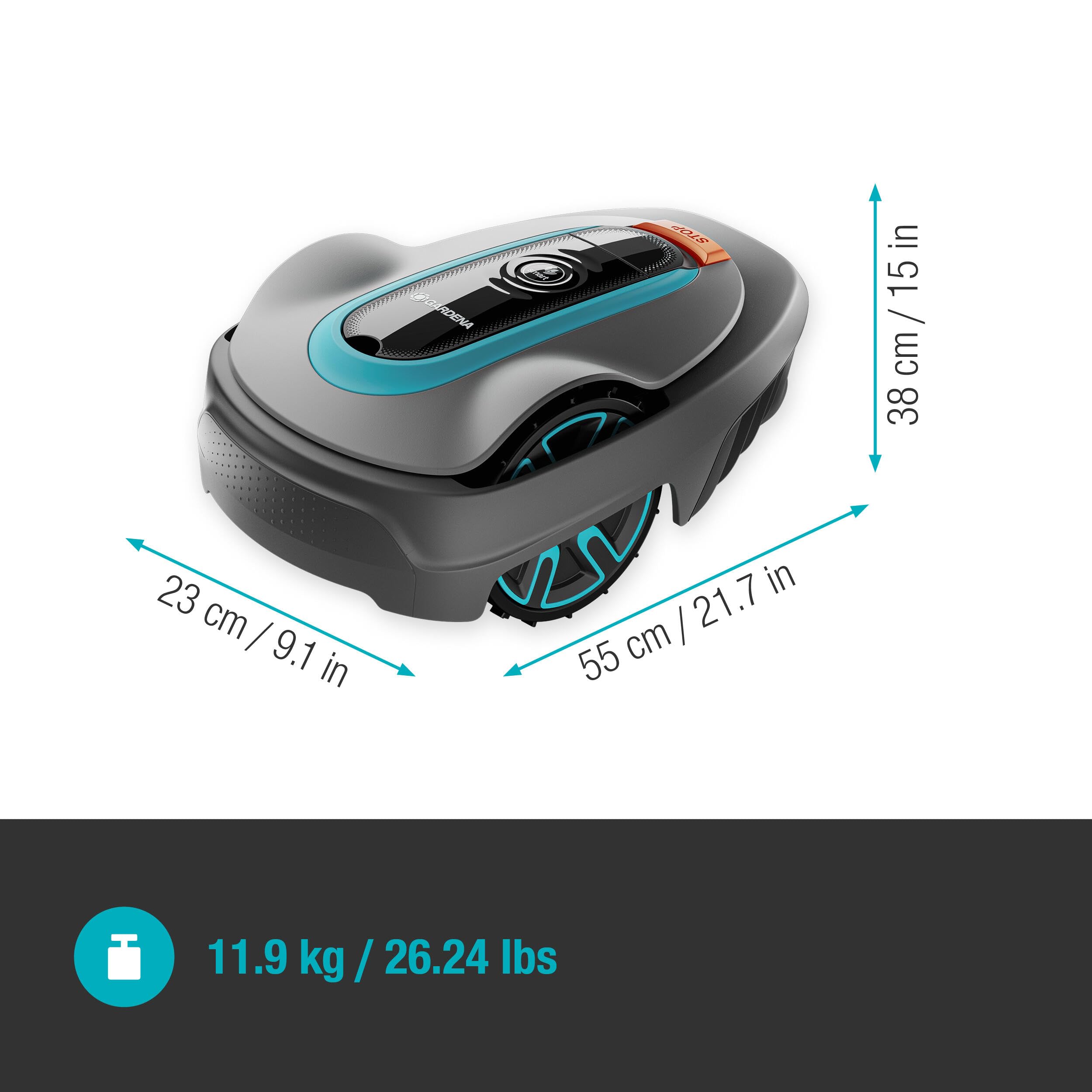Gardena Robot cortacésped Smart SILENO City 400 m²: tecnología Lona AI, Control con aplicación, SensorControl, para Pendientes máx. 35 por ciento, Easy Passage, versión ES (19605-74)