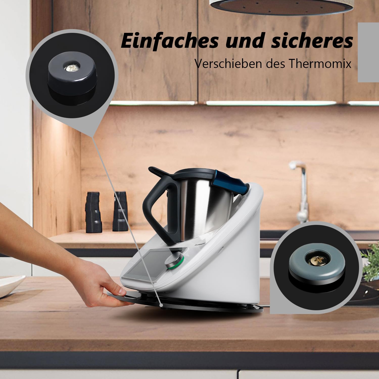 Gleitbrett Acryl Für Thermomix TM6/TM5 - Schiebeplatte Küchenmaschine Schwarz