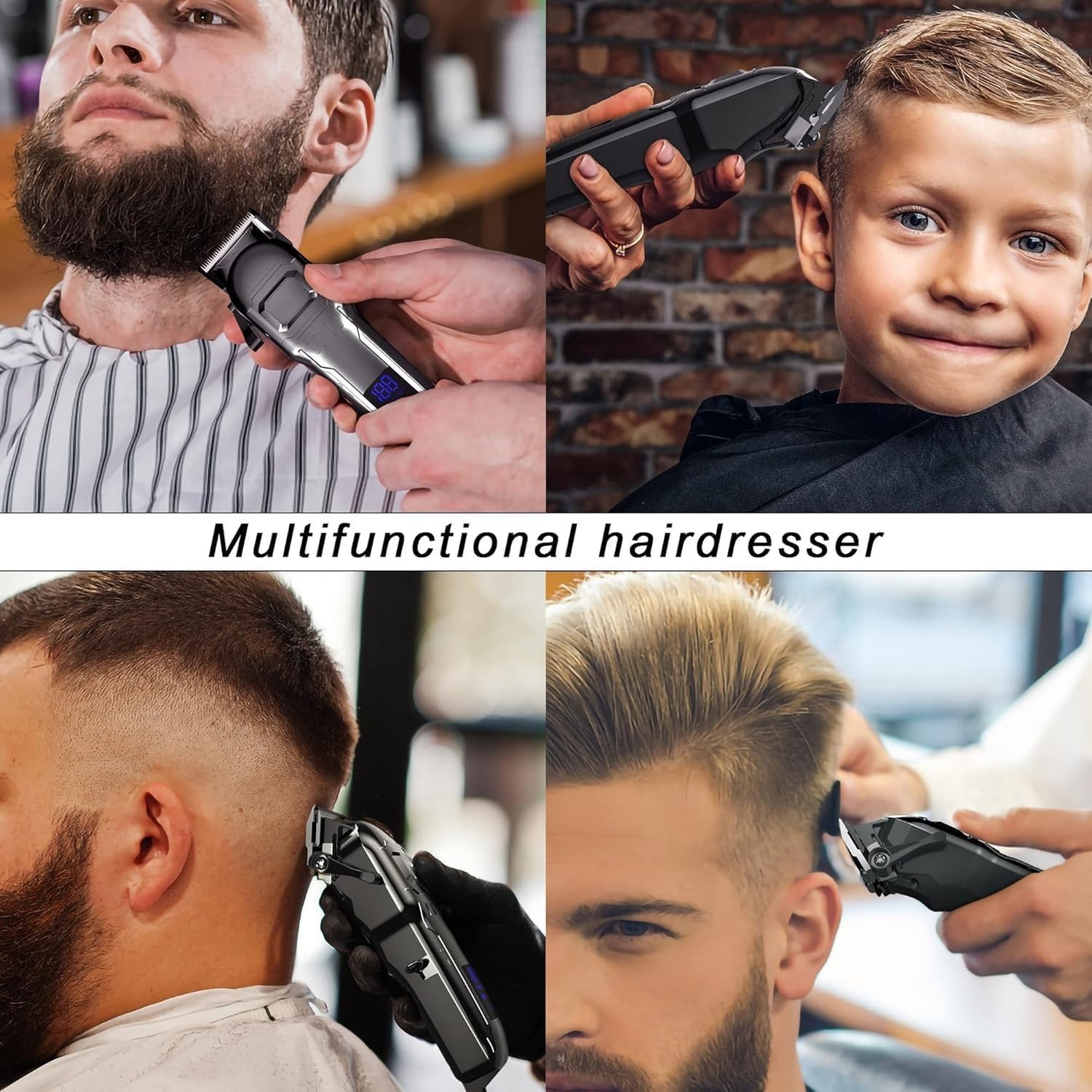 Hair Clippers for Men, Professional Hair Clipper Electric Mens Beard Trimmer Barber Haircut Machine USB Cordless Hair Machine Set