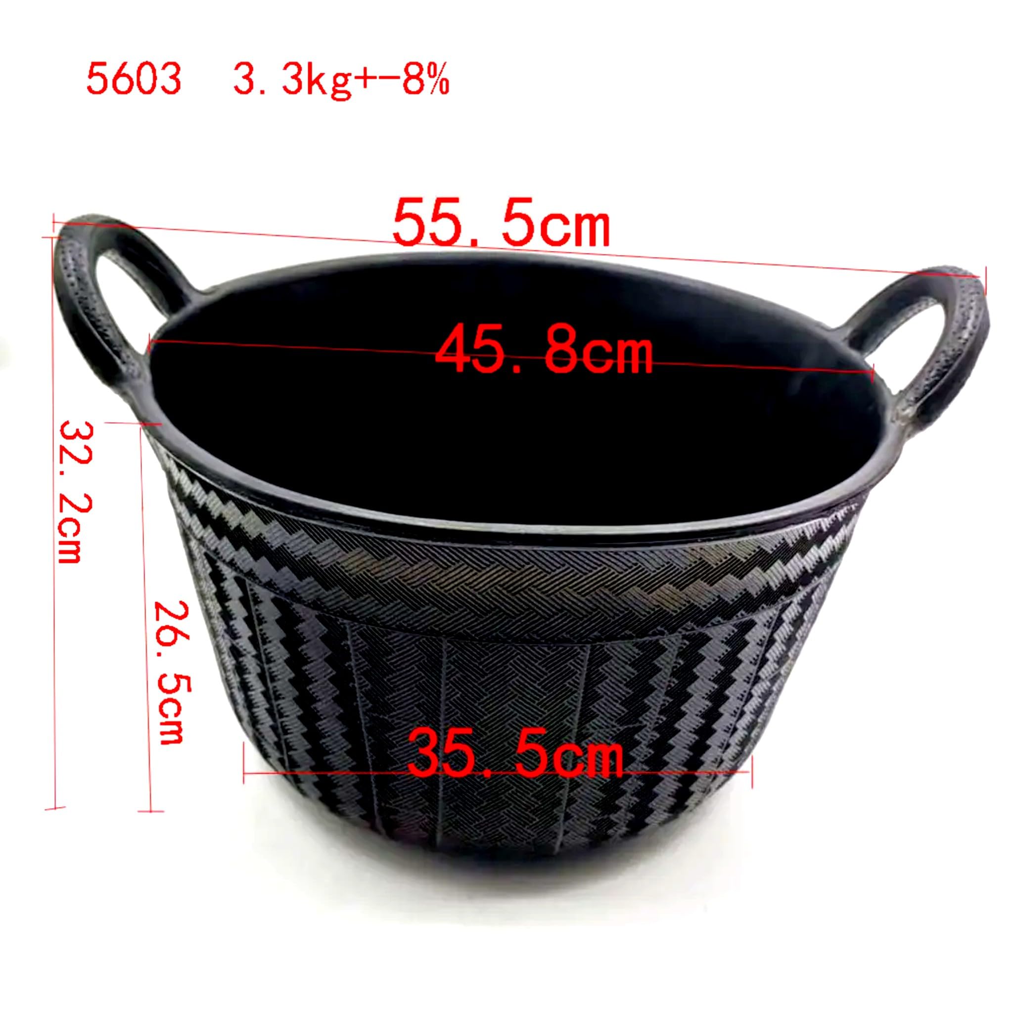 Bricoloco Espuerta Carbonera de goma caucho reciclado 30 litros. Capazo de goma con dos asas para transporte y almacenamiento del carbón -altura 260 mm y boca de 450 mm (2)